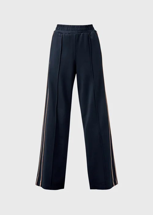 Navy Side Stripe Ponte Wide Leg Trousers - 22/L29 Image 4