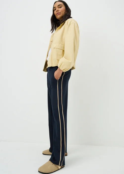 Navy Side Stripe Ponte Wide Leg Trousers - 22/L29 Image 1