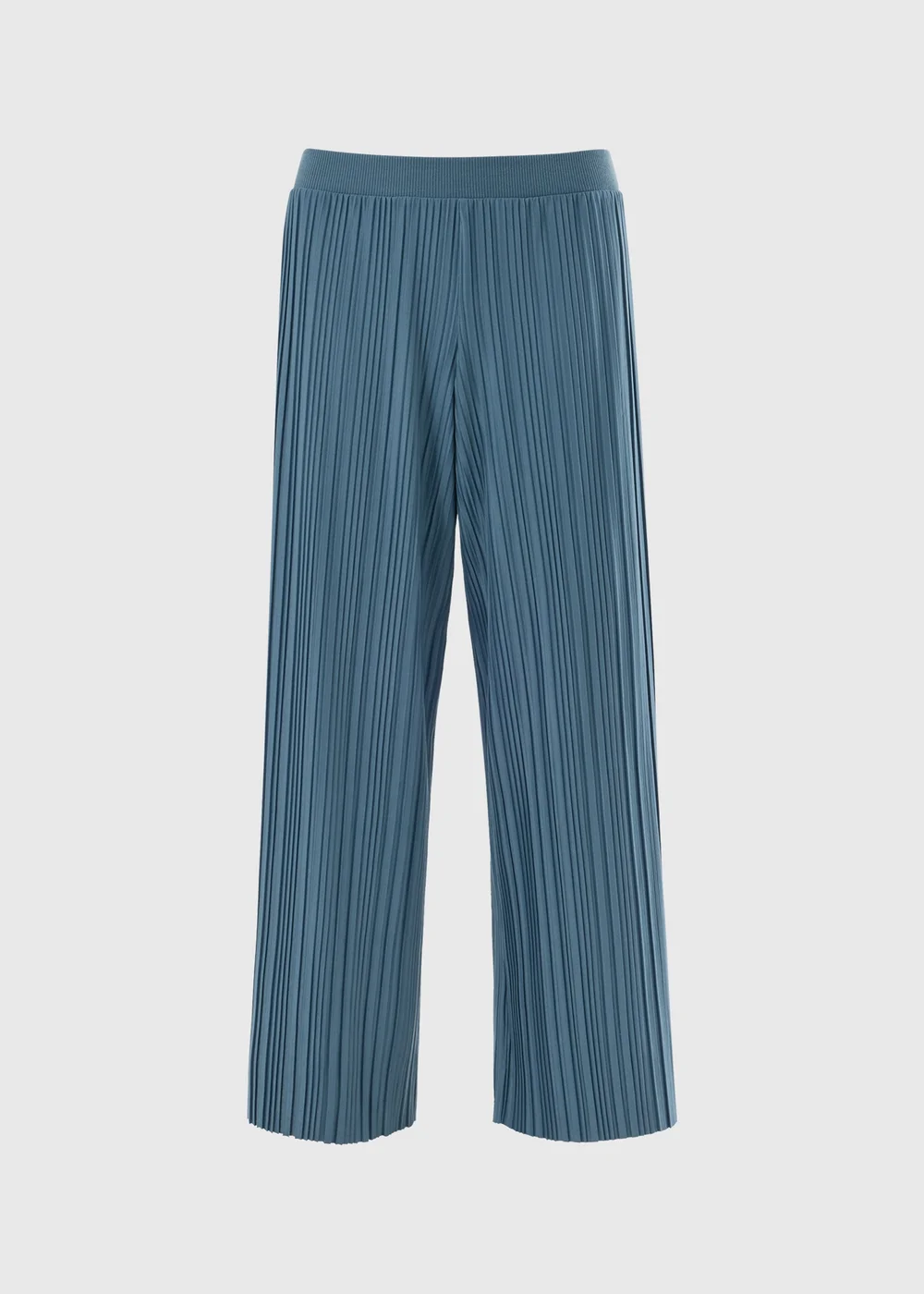 Blue Plisse Wide Leg Co Ord Trousers - Size 08 29 leg Image 1