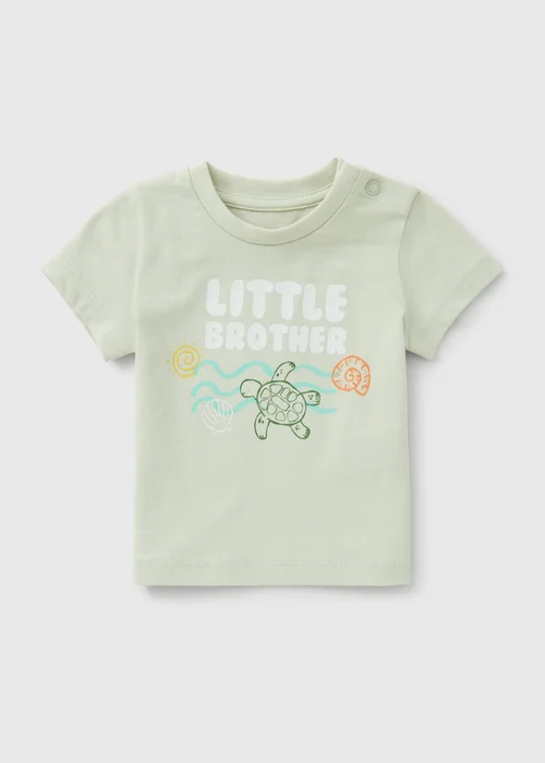 Baby Green Little Brother Turtle T-Shirt (0-23mths) - Up to 1 Month Image 1