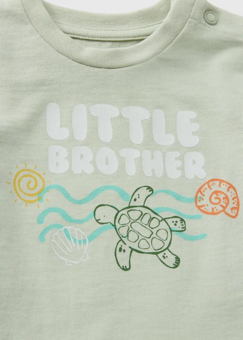 Baby Green Little Brother Turtle T-Shirt (0-23mths) - Up to 1 Month Image 2