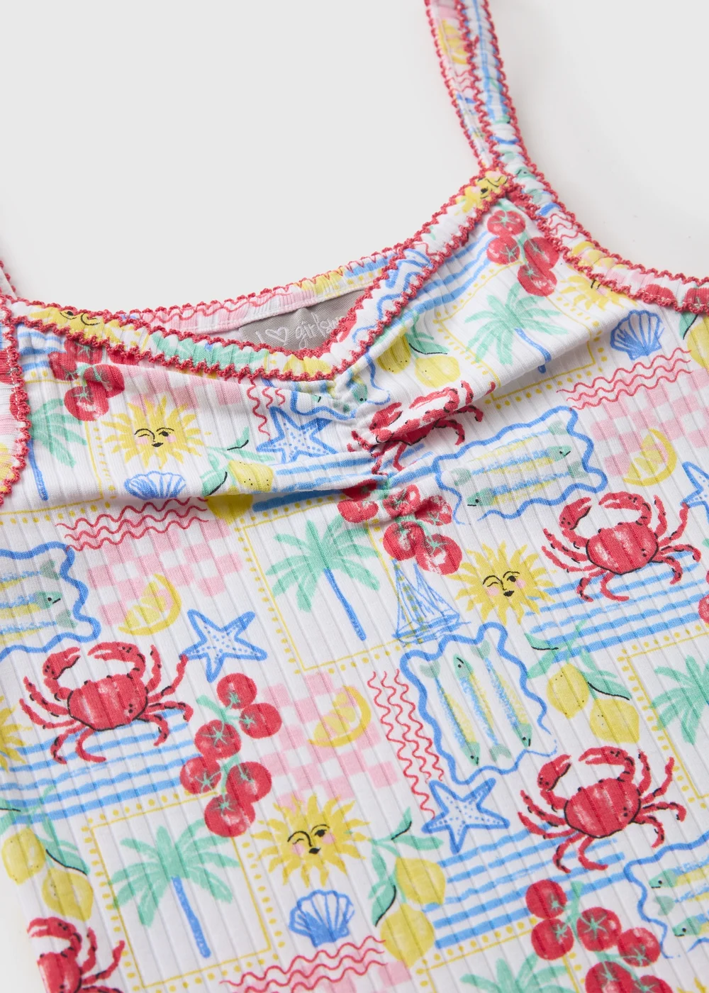 Girls Multicolour Postcard Print Ribbed Vest (7-15yrs) - 9 Yrs Image 2