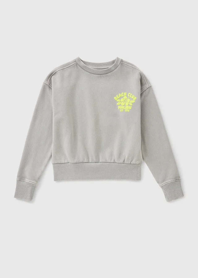 Girls Grey Malibu Acid Wash Sweatshirt (7-15yrs)