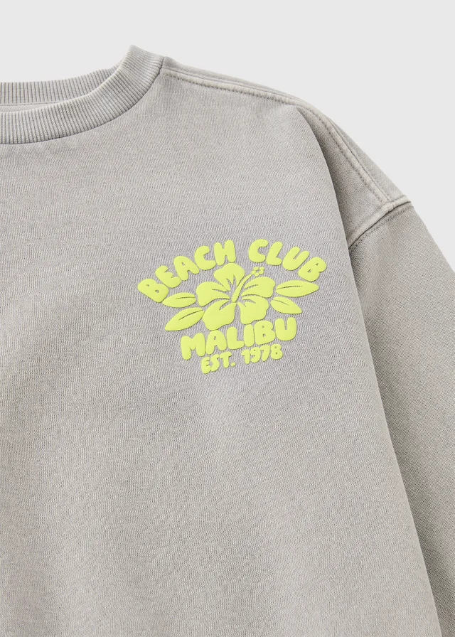Girls Grey Malibu Acid Wash Sweatshirt (7-15yrs)
