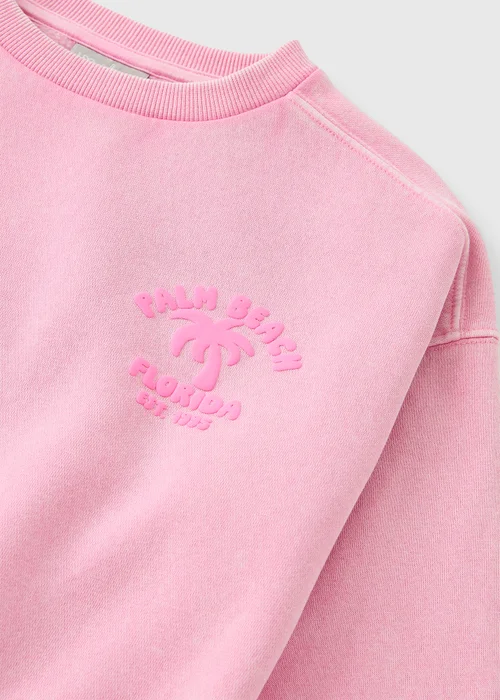 Girls Pink Palm Beach Sweatshirt (7-15yrs) - 15 Yrs Image 2
