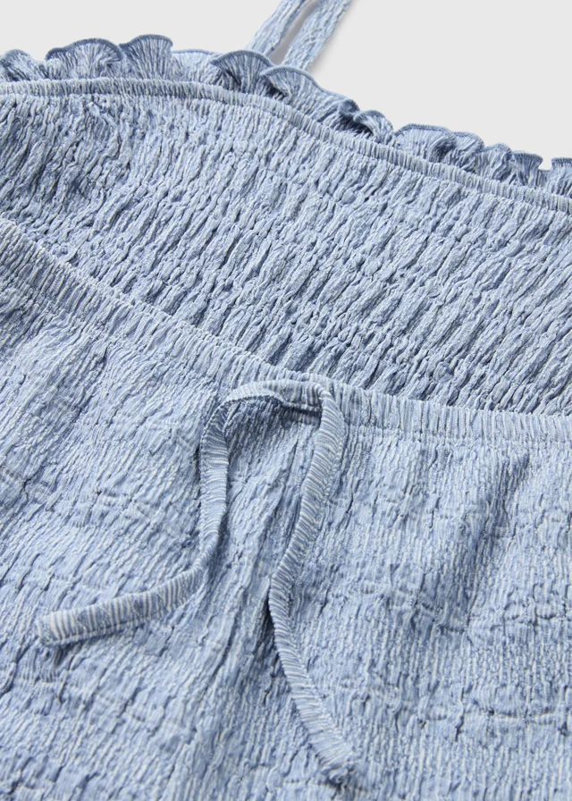 Girls Blue Crinkle Top & Trouser Set (7-15yrs)