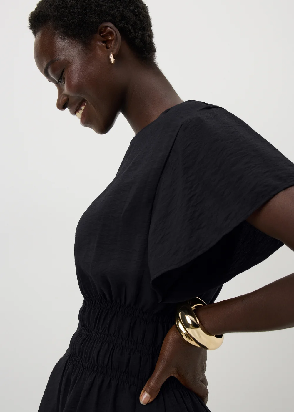 Black Cinched Waist Blouse - 16 Image 2