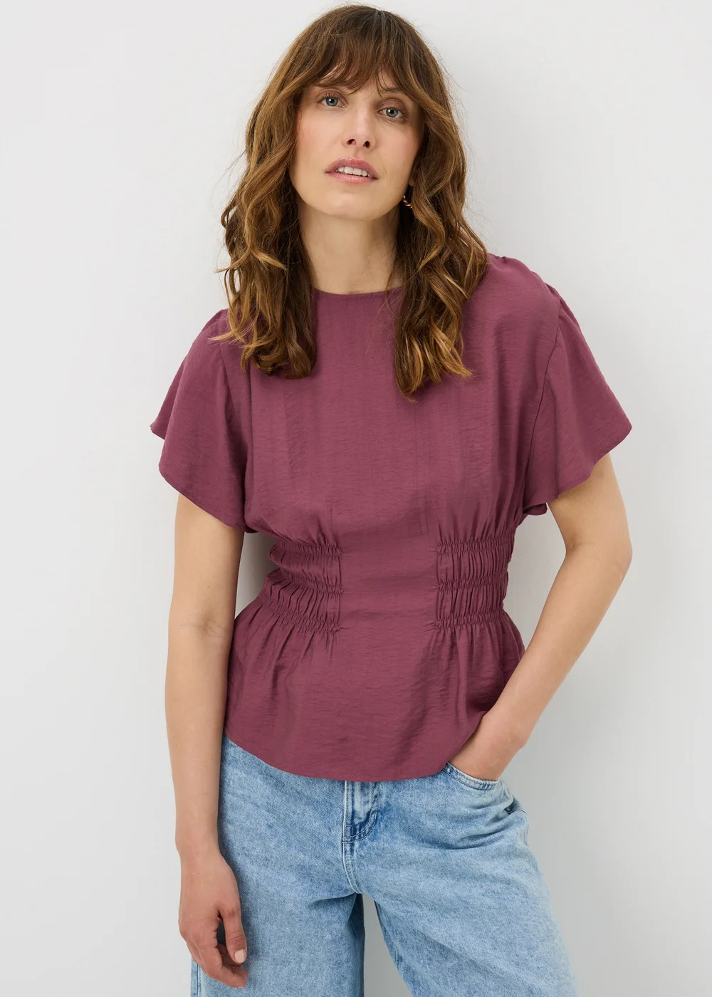 Raspberry Cinched Waist Blouse - 22 Image 1
