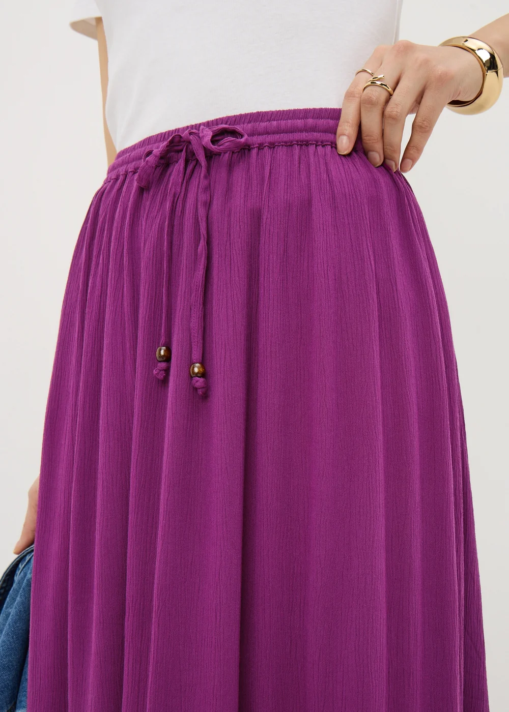 Plum Cheesecloth Maxi Skirt - 8 Image 2