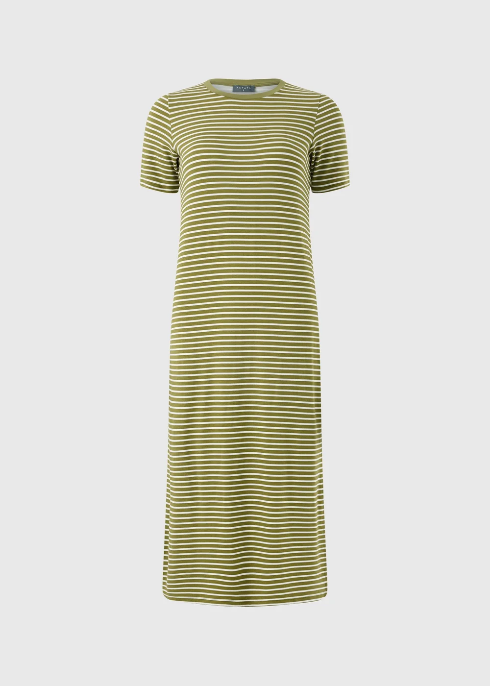 Khaki Stripe T-Shirt Midi Dress - 14 Image 4