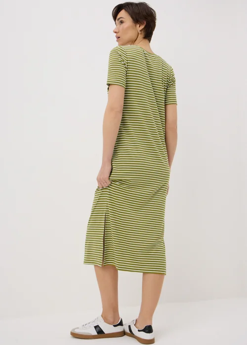 Khaki Stripe T-Shirt Midi Dress - 14 Image 2