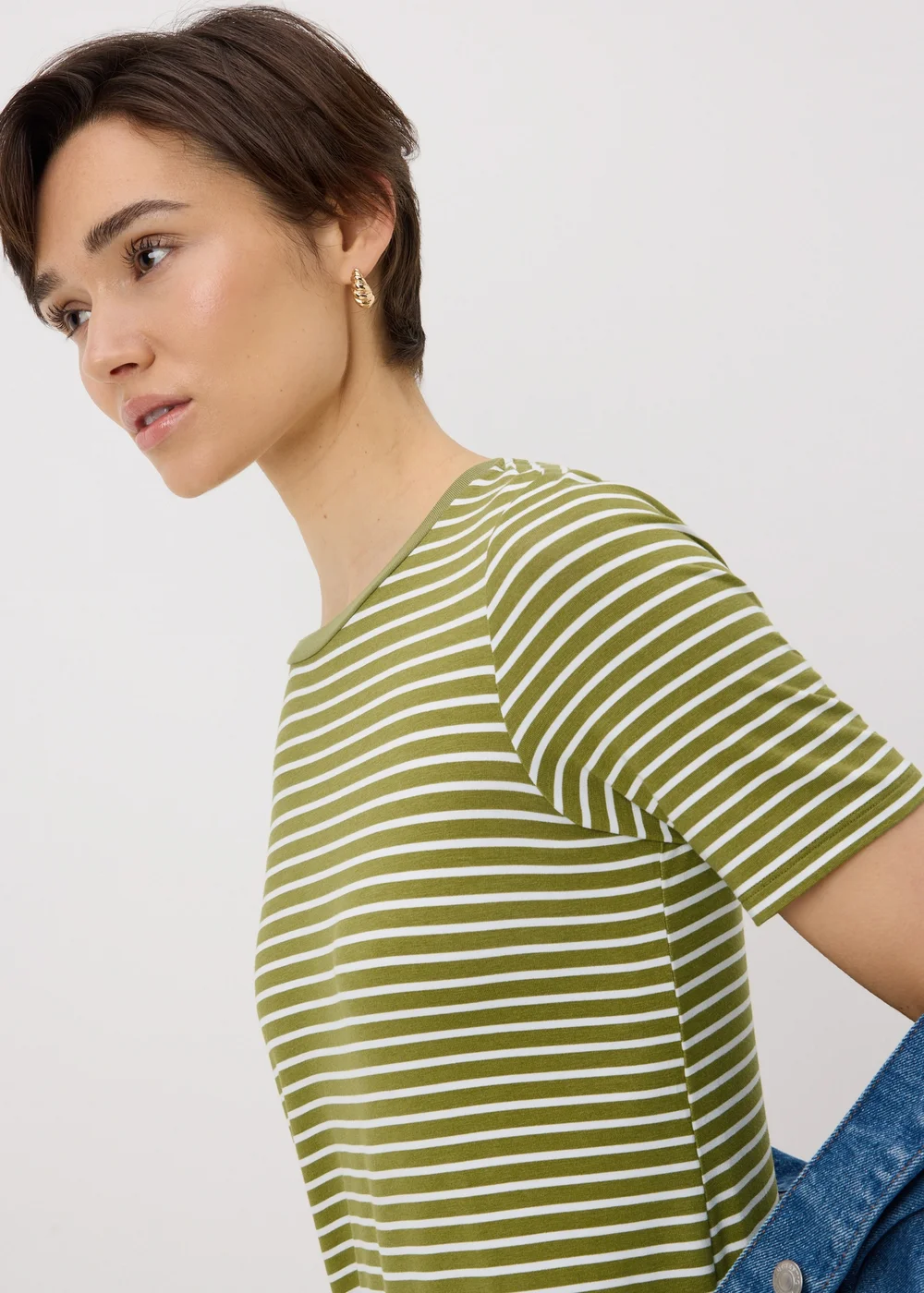 Khaki Stripe T-Shirt Midi Dress - 14 Image 3