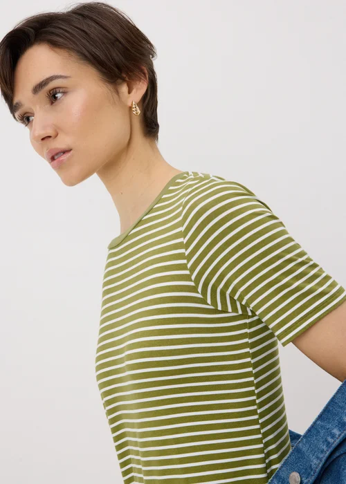 Khaki Stripe T-Shirt Midi Dress - 14 Image 3