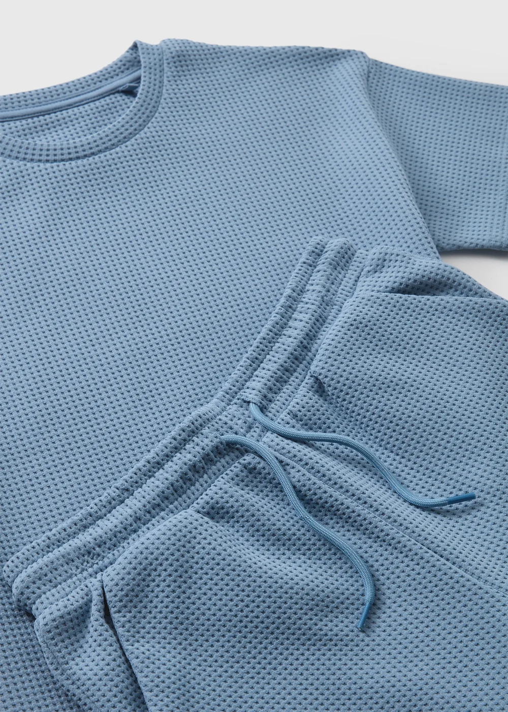 Boys Blue Waffle Top & Short Set (7-15yrs) - 7 Yrs Image 2