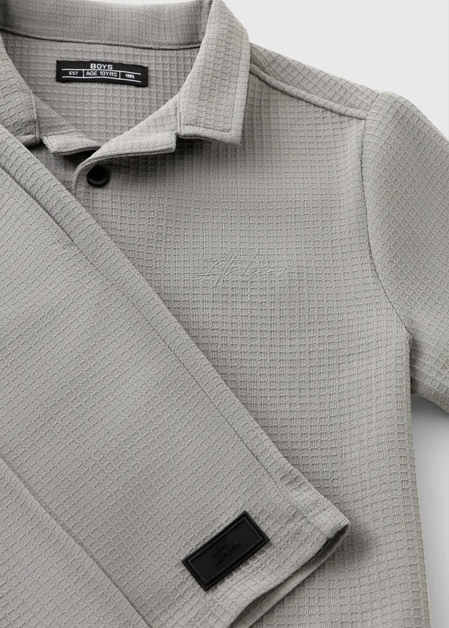 Boys Grey Waffle Shirt & Short Set (7-15yrs)