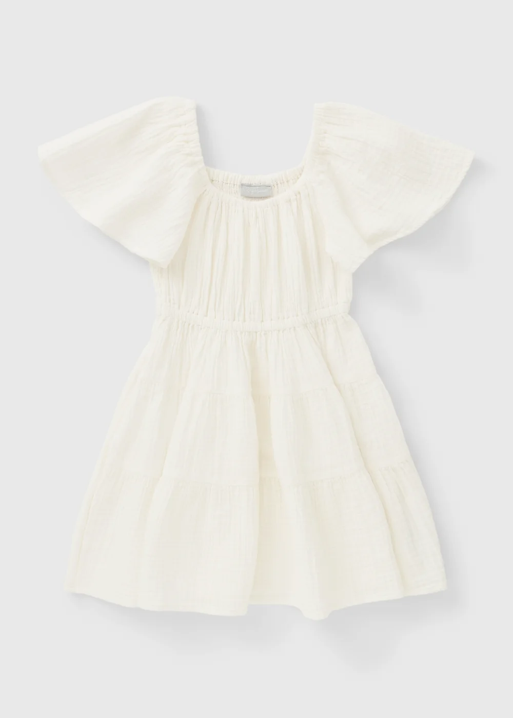 Girls Cream Double Cloth Tiered Dress (7-15yrs) - 9 Yrs Image 1