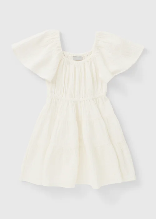 Girls Cream Double Cloth Tiered Dress (7-15yrs) - 9 Yrs Image 1