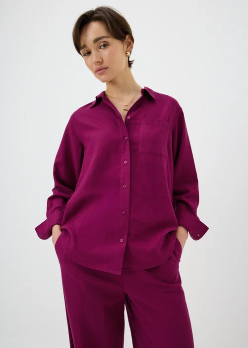 Pink Linen Blend Co Ord Shirt - 8 Image 1