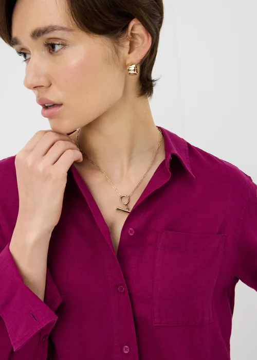 Pink Linen Blend Co Ord Shirt - 8 Image 3