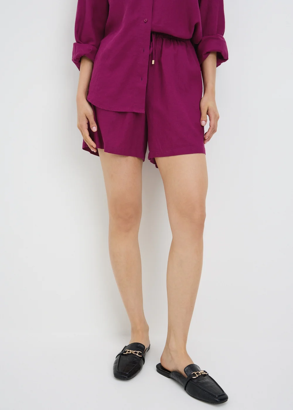 Pink Linen Blend Co Ord Shorts - 8 Image 3