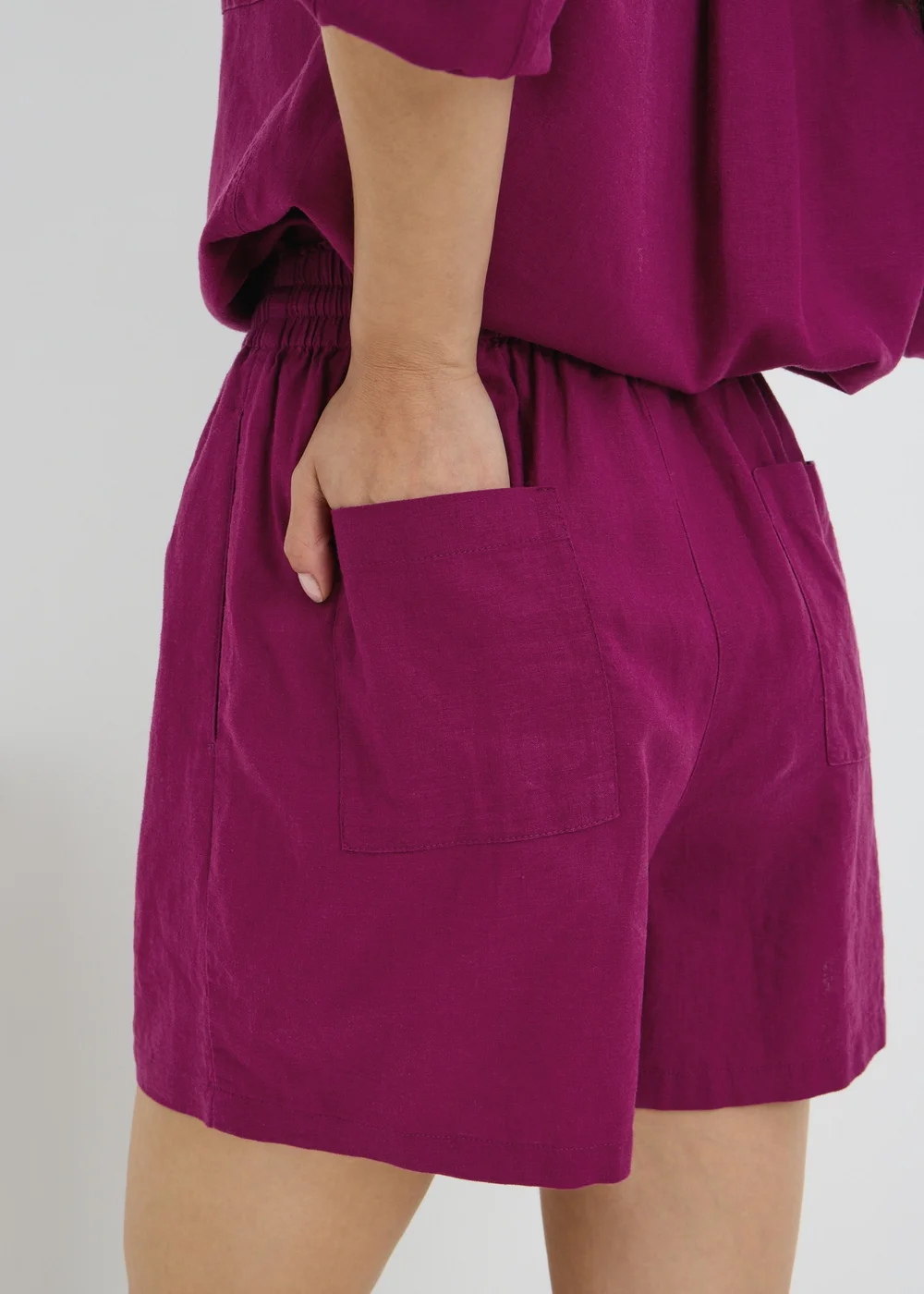Pink Linen Blend Co Ord Shorts - 8 Image 4