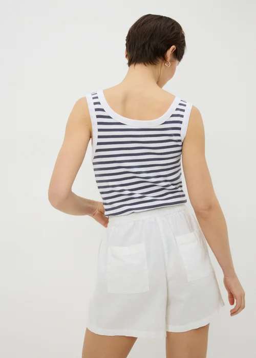 White Linen Blend Shorts - 8 Image 2