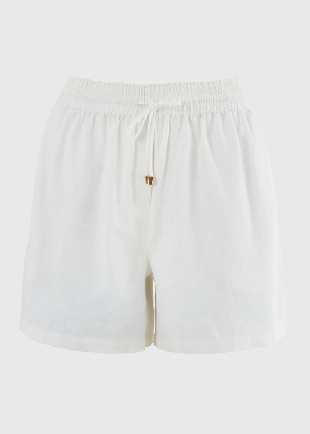 White Linen Blend Shorts - 8 Image 4