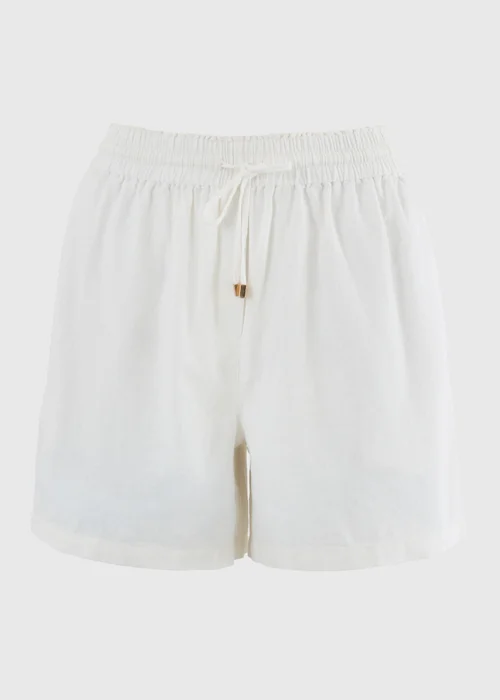 White Linen Blend Shorts - 8 Image 4