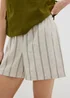 Oatmeal Stripe Linen Blend Shorts - 10 Image 3