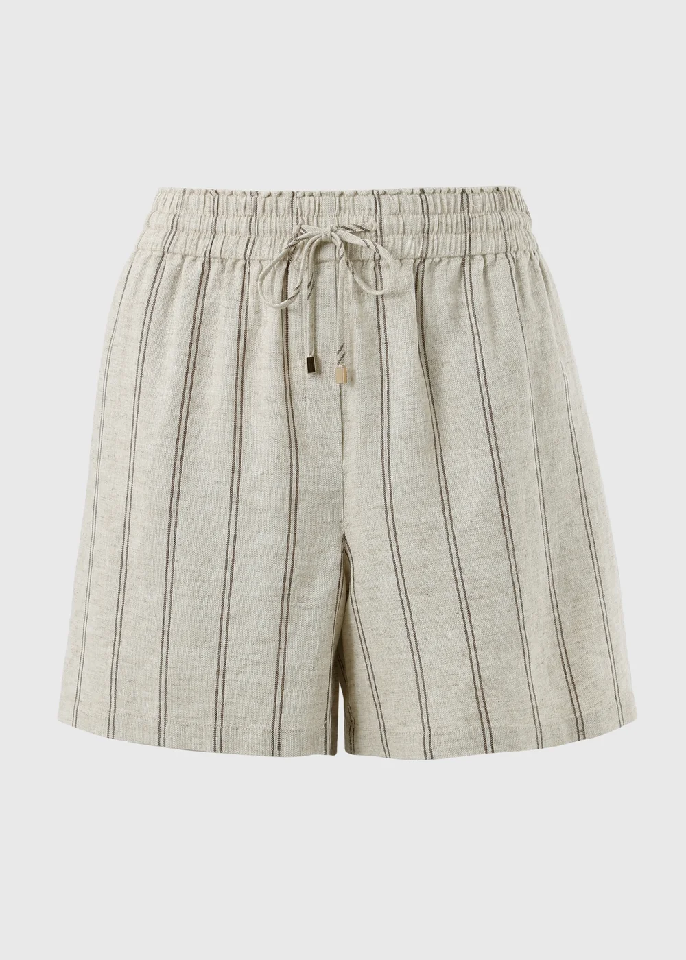 Oatmeal Stripe Linen Blend Shorts - 10 Image 4