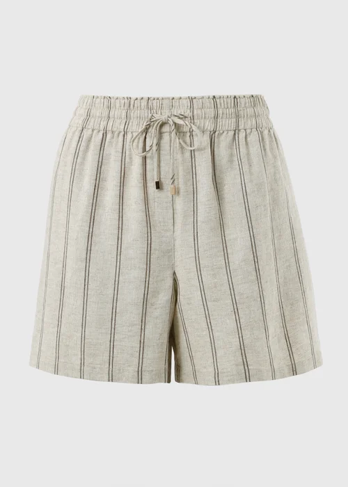 Oatmeal Stripe Linen Blend Shorts - 10 Image 4