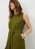 Olive Linen Blend Belted Jumpsuit - Size 8 Image 2