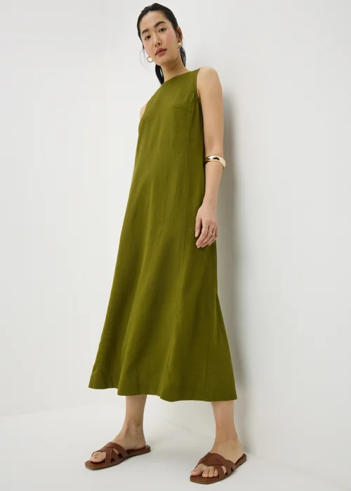 Olive Linen Blend Maxi Dress - 18 Image 1