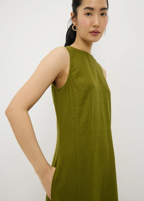Olive Linen Blend Maxi Dress - 18 Image 2