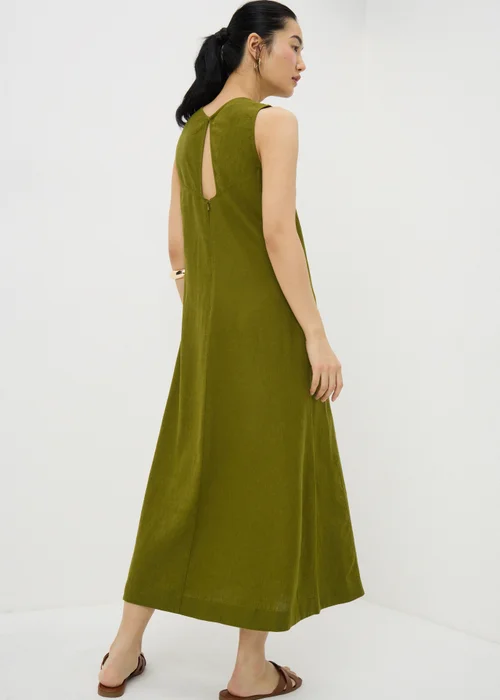 Olive Linen Blend Maxi Dress - 18 Image 3