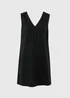 Black V-Neck Linen Rich Mini Dress - Size 8 Image 4