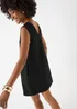 Black V-Neck Linen Rich Mini Dress - Size 8 Image 2