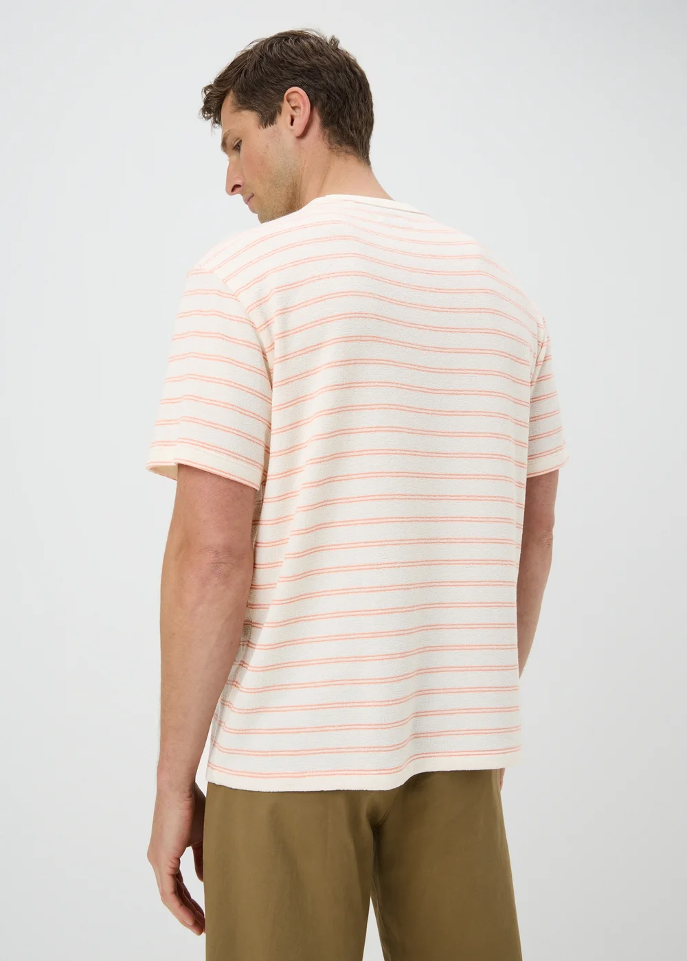 Ecru Stripe Crew Neck T-Shirt - S Image 1