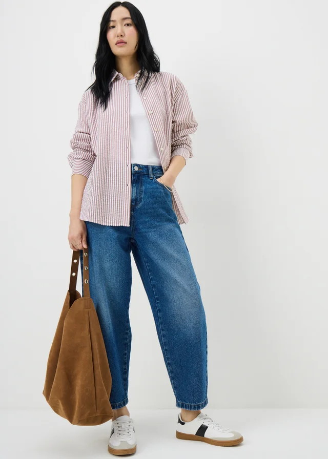 Raspberry Stripe Seersucker Shirt