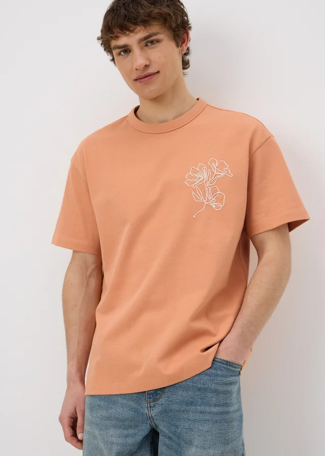 Peach Rope Embroidered Heavyweight T-Shirt