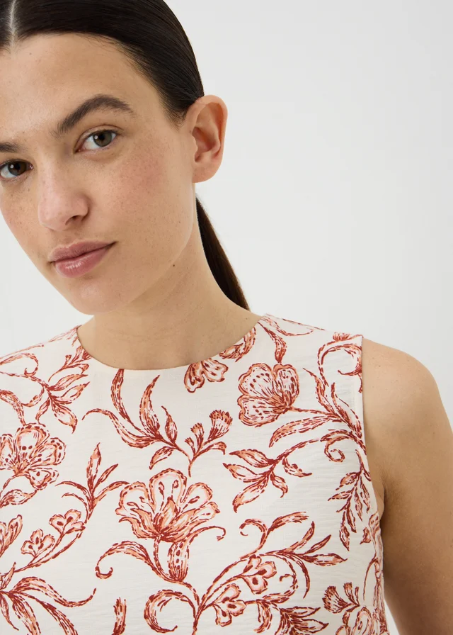 Orange Antique Floral Vest Top