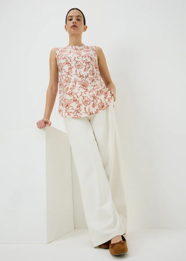Orange Antique Floral Vest Top