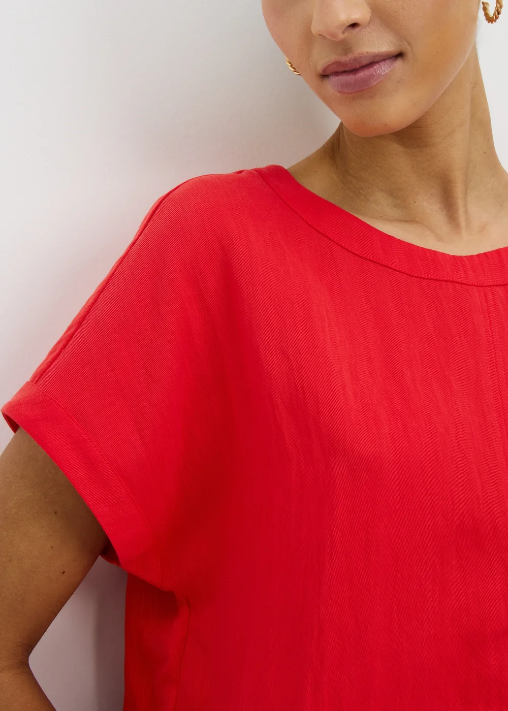 Red Textured Box Top Blouse - 8 Image 3