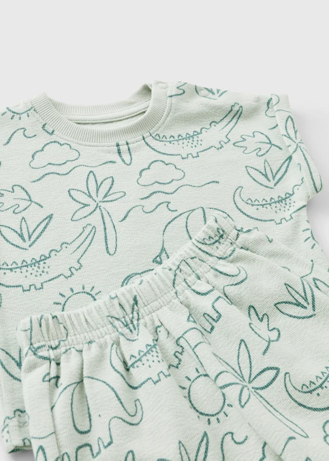 Baby Sage Safari Print Top & Short Set (0-23mths)