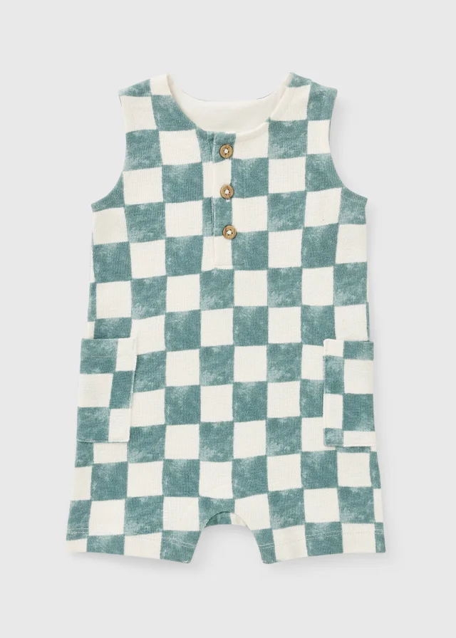 Baby Blue Checkerboard Dungaree (0-23mths)