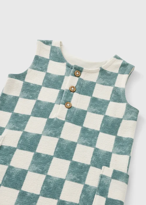 Baby Blue Checkerboard Dungaree (0-23mths) - Up to 1 Month Image 2