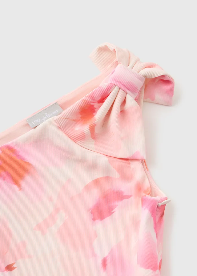 Girls Pink Flower Bow Scuba Dress (7-15yrs)