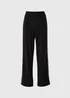 Papaya Petite Black Side Stripe Ponte Wide Leg Trousers - Size 6 Image 4