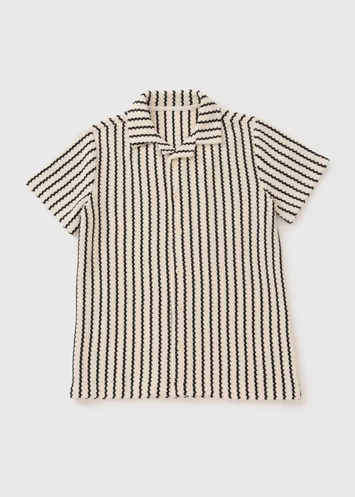Boys Cream Stripe Crochet Shirt (7-15yrs) - Age 7 Years Image 1