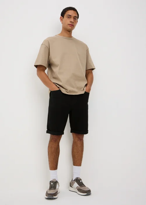 Black Stretch Denim Shorts - 40 Image 1